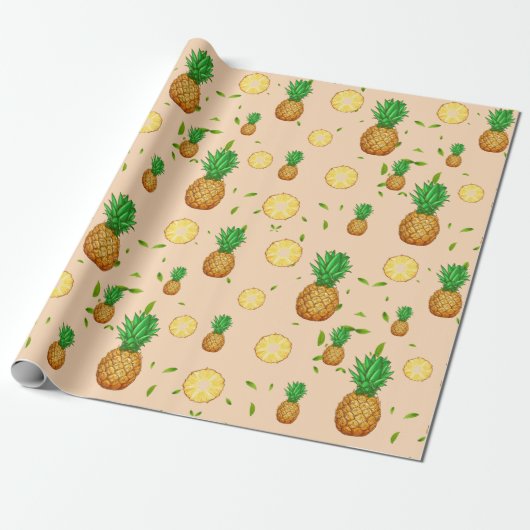 TROPISCHE ZOMER FRUIT ananas Slice patroon Cadeaupapier (Uitgerold)