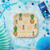 TROPISCHE ZOMER FRUIT ananas Slice patroon Papieren Bordje (Feest)