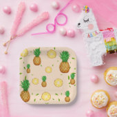 TROPISCHE ZOMER FRUIT ananas Slice patroon Papieren Bordje (Feest)
