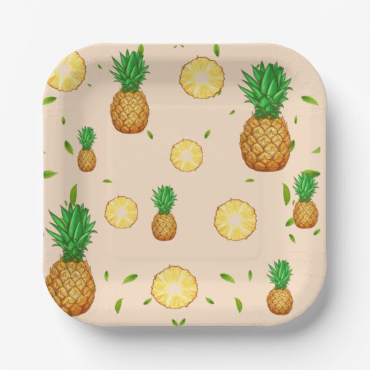 TROPISCHE ZOMER FRUIT ananas Slice patroon Papieren Bordje (Voorkant)