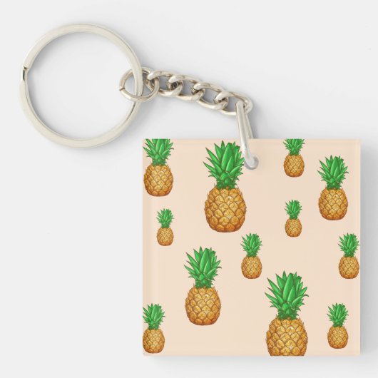 TROPISCHE ZOMER FRUIT ananas Slice Patroon Sleutelhanger (voorkant)