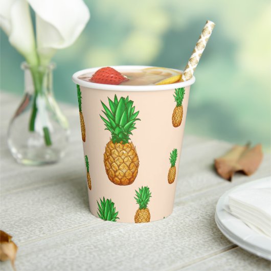 TROPISCHE ZOMER FRUIT ananas Slice trendy Patt Papieren Bekers (Insitu)