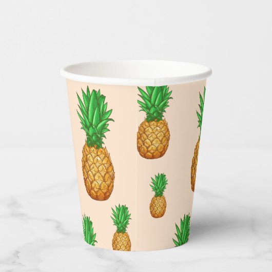 TROPISCHE ZOMER FRUIT ananas Slice trendy Patt Papieren Bekers (Rechts)