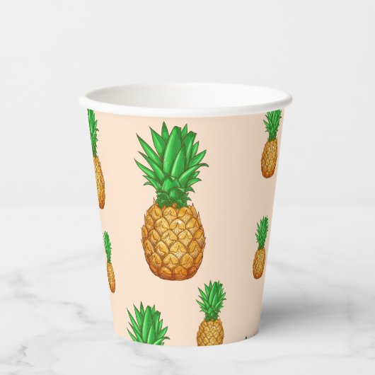 TROPISCHE ZOMER FRUIT ananas Slice trendy Patt Papieren Bekers (Voorkant)