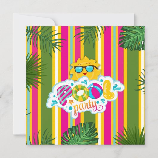 Tropische Zomer Fun Pool Party Zwemmen Verjaardag Kaart (Achterkant)