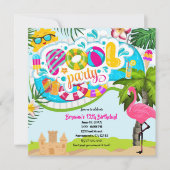 Tropische Zomer Fun Pool Party Zwemmen Verjaardag Kaart (Voorkant)