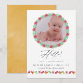 Tropische Zomer Geboorte Aankondiging Fotokaart (Voorkant / Achterkant)