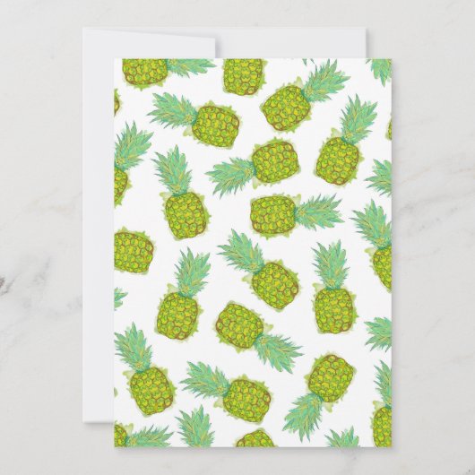 Tropische Zomer Geel Groene Ananas Fruit Kaart (Achterkant)