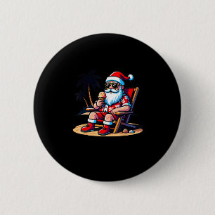 Tropische Zomer Grappig Hawaiiaanse Kerstman Kerst Ronde Button 5,7 Cm