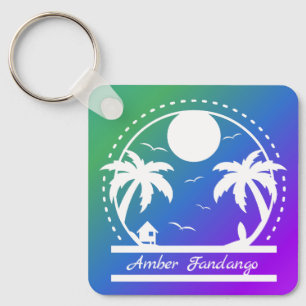 Tropische Zomer (groen-blauw-paarse gradiënt) Sleutelhanger