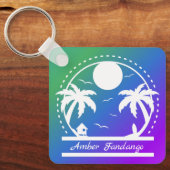 Tropische Zomer (groen-blauw-paarse gradiënt) Sleutelhanger (Voorkant)