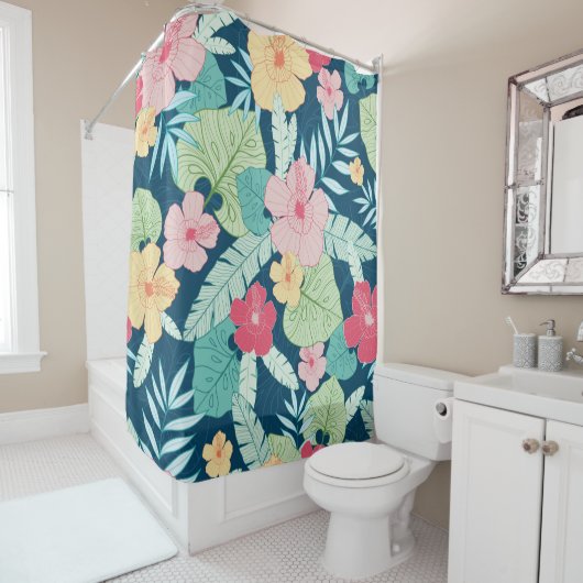 tropische zomer hawaïaans naadloos patroon douchegordijn (In situ)