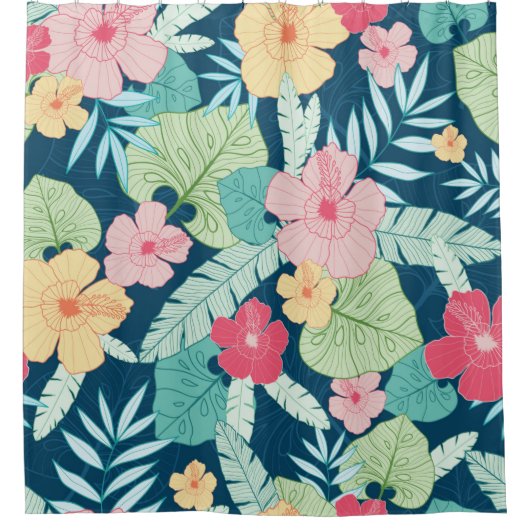  tropische zomer hawaïaans naadloos patroon douchegordijn (Voorkant)