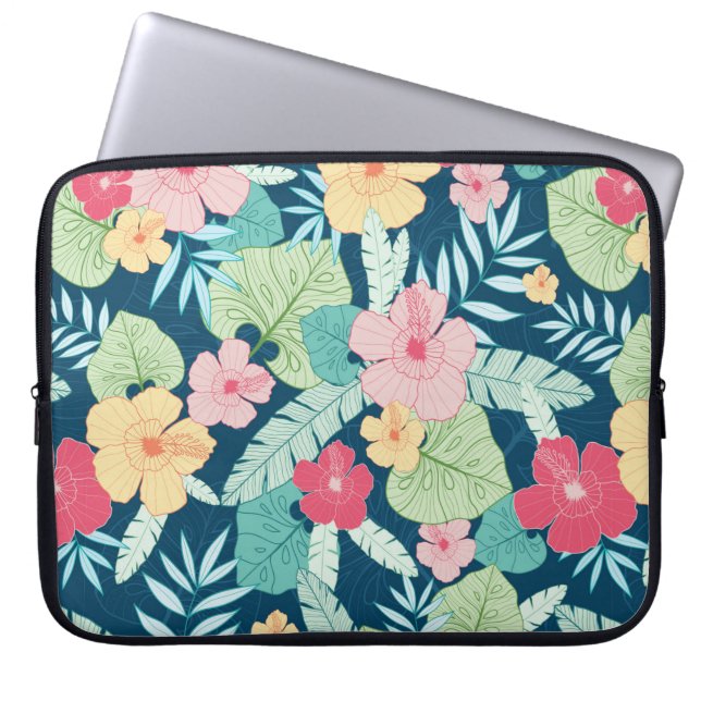  tropische zomer hawaïaans naadloos patroon laptop sleeve (Voorkant)
