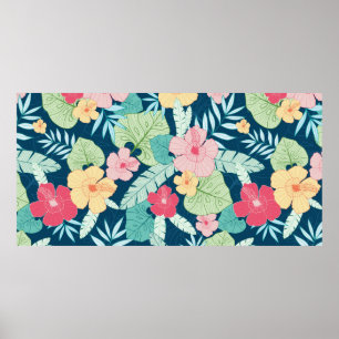  tropische zomer hawaïaans naadloos patroon poster