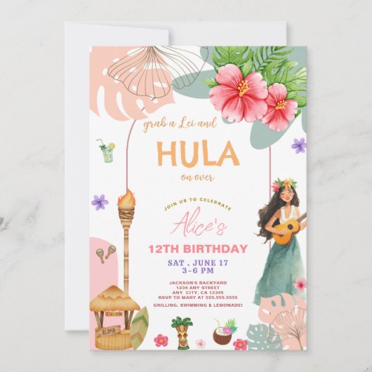 Tropische zomer Hawaïaanse hula op Verjaardag Kaart (Voorkant)