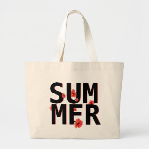 Tropische Zomer Hibiscus Grote Tote Bag