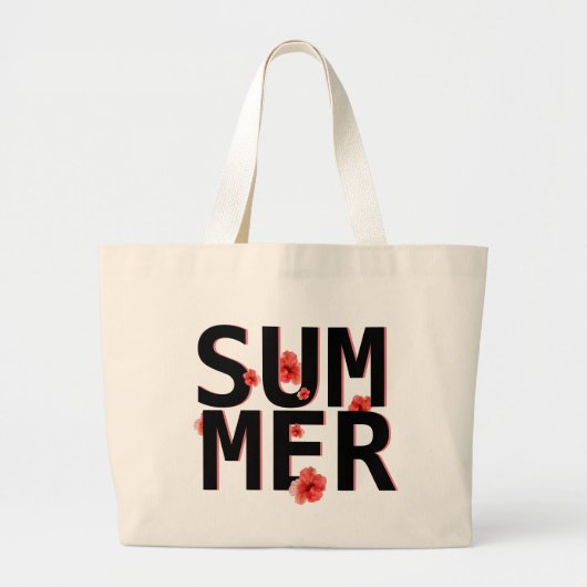Tropische Zomer Hibiscus Grote Tote Bag (Voorkant)