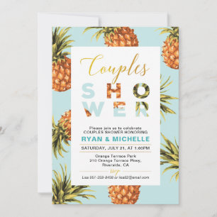 Tropische zomer koppel bruiloftsbaby shower uitnod kaart
