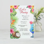 Tropische zomer koppels vriend gezamenlijke verjaa kaart (Staand voorkant)