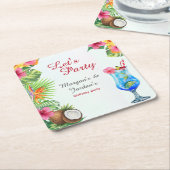 Tropische zomer koppels vriend gezamenlijke verjaa kartonnen onderzetters (Schuin)