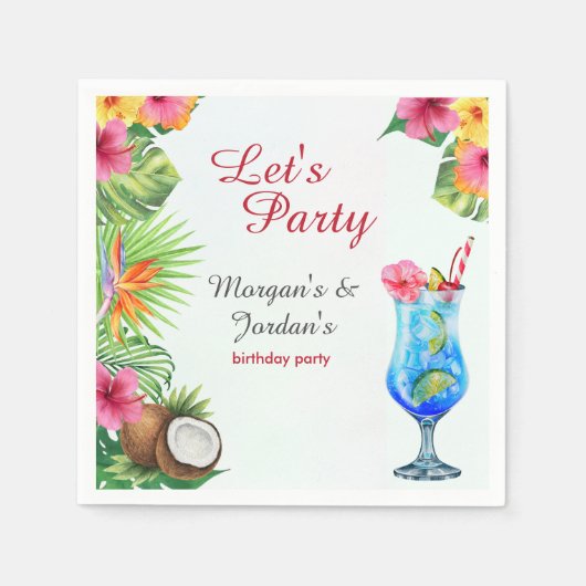 Tropische zomer koppels vriend gezamenlijke verjaa servet (Voorkant)