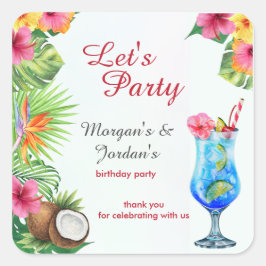 Tropische zomer koppels vriend gezamenlijke verjaa vierkante sticker