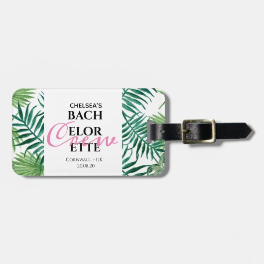 Tropische zomer Leaf Bachelorette Crew Bagagelabel (Voorkant horizontaal)