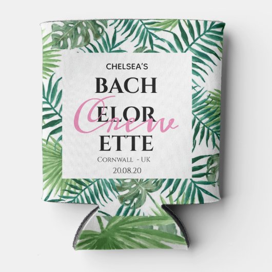 Tropische zomer Leaf Bachelorette Crew Blikjeskoeler (Voorkant)