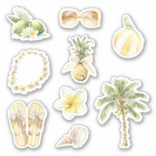 Tropische zomer Lei-palmboom ananas Plumeria Sticker