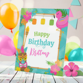 Tropische zomer Luau verjaardagsbord Reclamebord Met Voetstuk