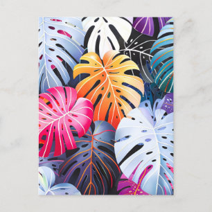 Tropische zomer Monstera bladeren Feestdagenkaart