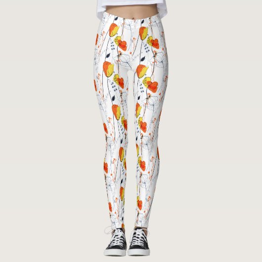 Tropische zomer | Mooie gele bloemblaadjes Design Leggings (Voorkant)