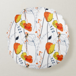 Tropische zomer | Mooie gele bloemblaadjes Design Rond Kussen