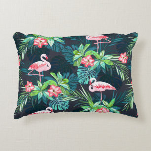 Tropische zomer naadloos patroon met flamingo bir accent kussen