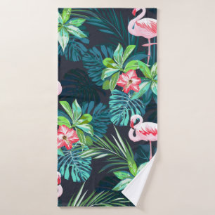 Tropische zomer naadloos patroon met flamingo bir badhanddoek