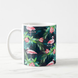 Tropische zomer naadloos patroon met flamingo bir koffiemok