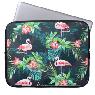 Tropische zomer naadloos patroon met flamingo bir laptop sleeve