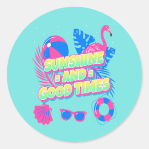 Tropische zomer plezier vibes ronde sticker
