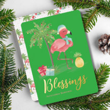 Tropische Zomer Roze Kerst Flamingo Palm Tree