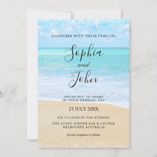 Tropische zomer strand bruiloft uitnodiging