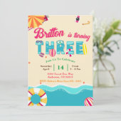 Tropische zomer strand derde verjaardag kaart (Staand voorkant)