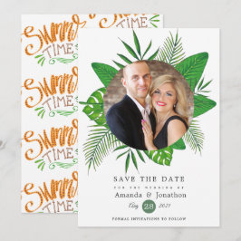 Tropische zomer strand foto trouwfoto save the date