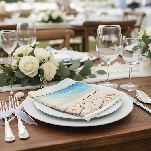 Tropische Zomer Strand Heart Shore bruiloft servet