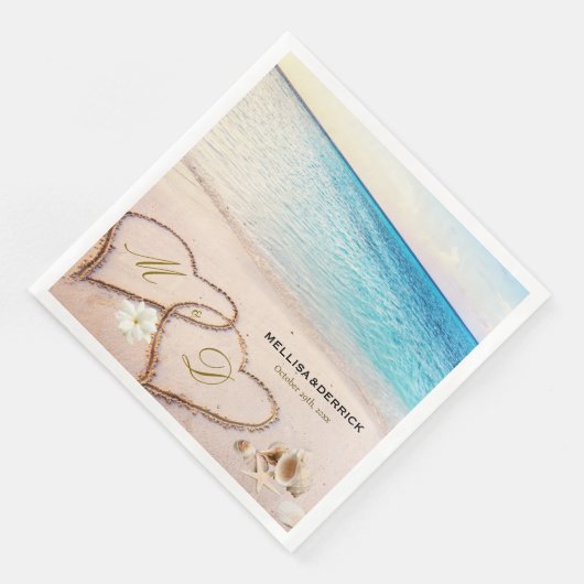 Tropische Zomer Strand Heart Shore bruiloft servet (Hoek)