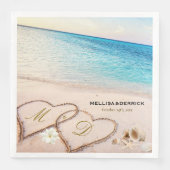 Tropische Zomer Strand Heart Shore bruiloft servet (Voorkant)