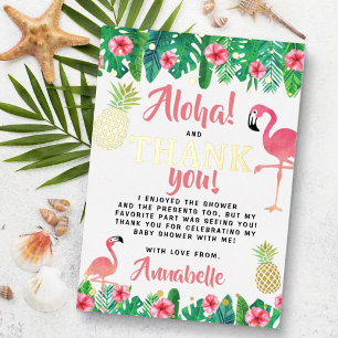 Tropische zomer strand luau baby shower dank je folie uitnodiging