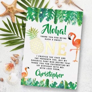 Tropische zomer strand luau jongens 1e verjaardag folie uitnodiging