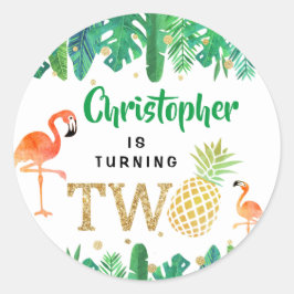 Tropische Zomer Strand Luau Jongens 2de Verjaardag Ronde Sticker