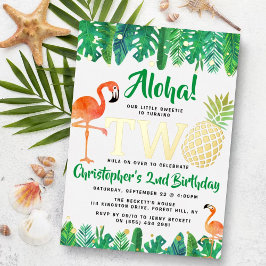 Tropische zomer strand Luau jongens 2e verjaardag Folie Uitnodiging
